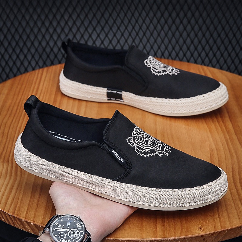 Loafer Slip On Men - Siyah nefes alabilen ayakkabılar adam için