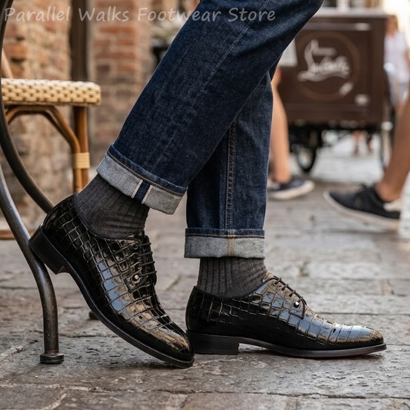 Men Shoes For Wedding - Erkekler İçin Patent Deri Oxford Ayakkabılar