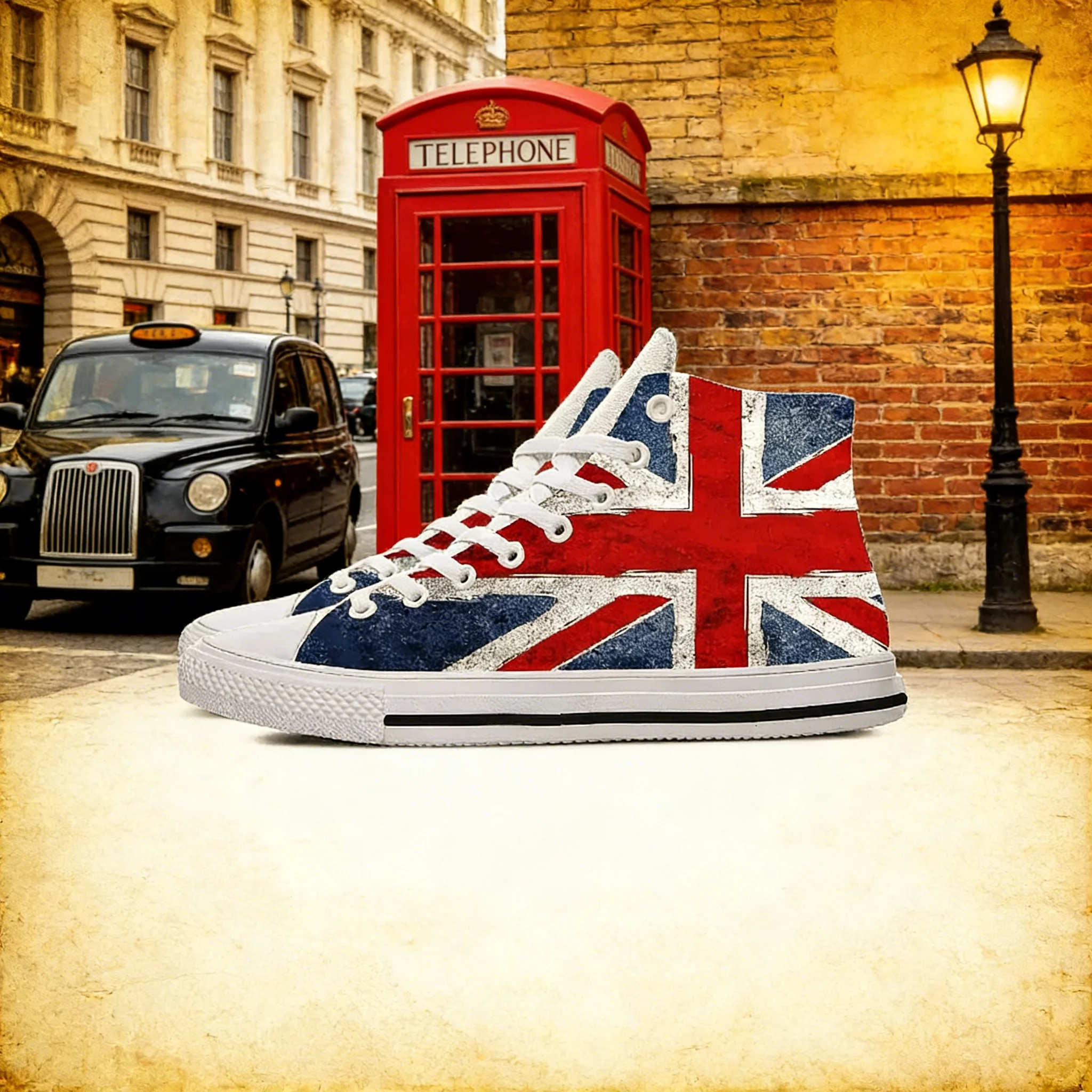 Men Shoes Uk - İngiltere Bayrağı 3D Baskılı Yüksek Bilekli