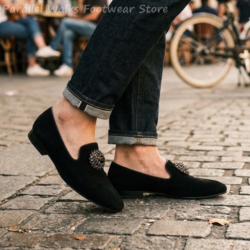 Erkek Süet Loafer'lar Kristal  - Men Shoes For Wedding incelemesi ve fiyatı