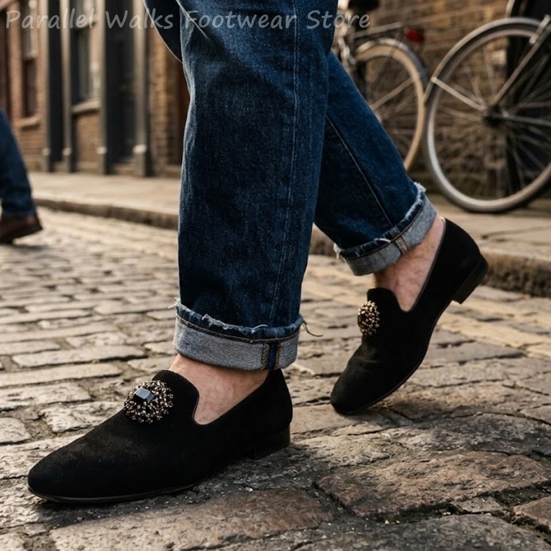 Erkek Süet Loafer'lar Kristal  - Men Shoes For Wedding incelemesi ve fiyatı