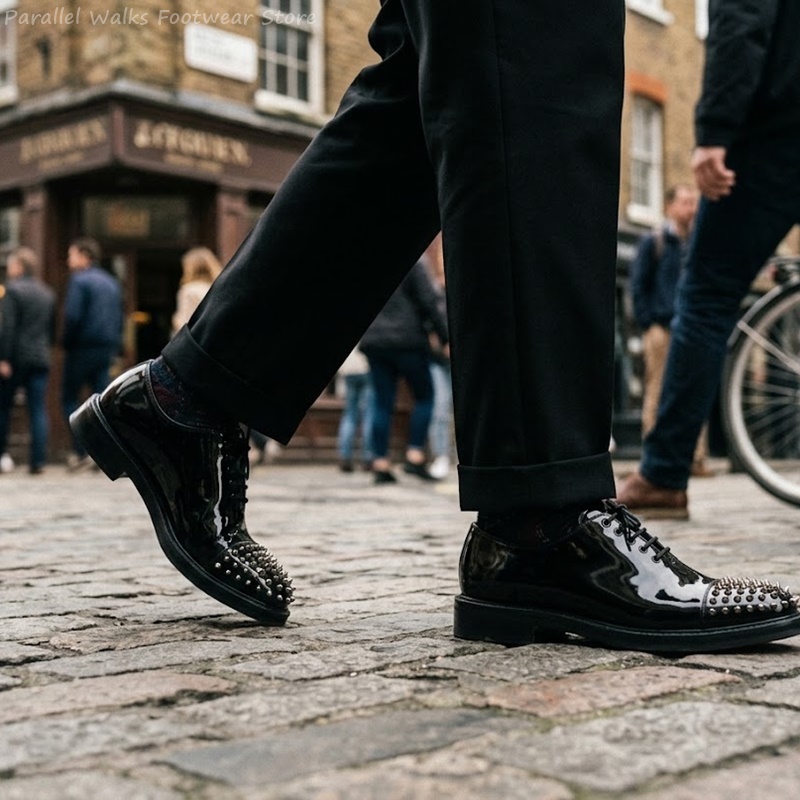 Patent Deri Metalik Çivili Bağ - Men Shoes For Wedding incelemesi ve fiyatı