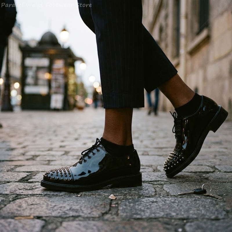 Patent Deri Metalik Çivili Bağ - Men Shoes For Wedding incelemesi ve fiyatı