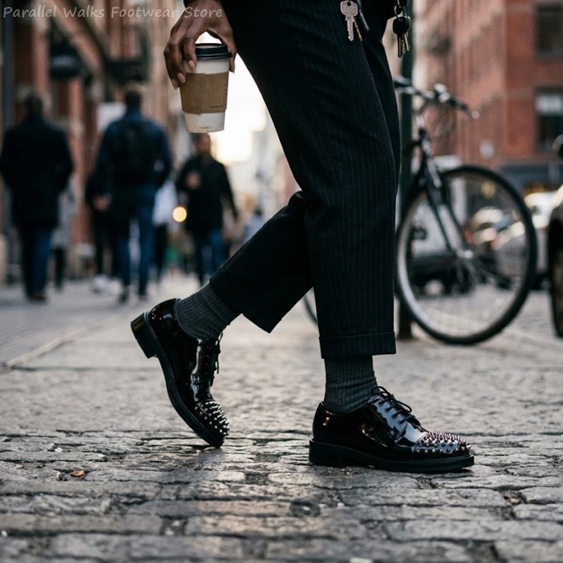 Patent Deri Metalik Çivili Bağ - Men Shoes For Wedding incelemesi ve fiyatı