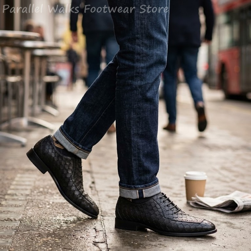 Erkekler İçin Balık Pul Desenl - Men Shoes For Wedding incelemesi ve fiyatı